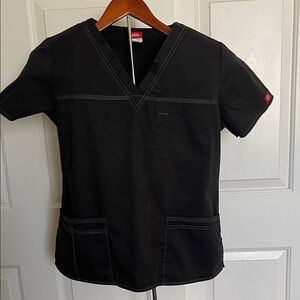Dickies Black V-Neck Scrub Top